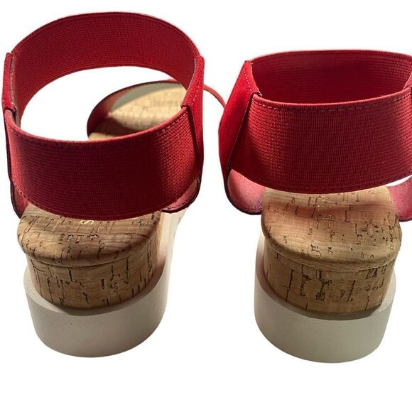 NIB Sun + Stone Women’s Red Cork Slip On Strappy Platform Sandal Open Toe Size 6 - Picture 8 of 8